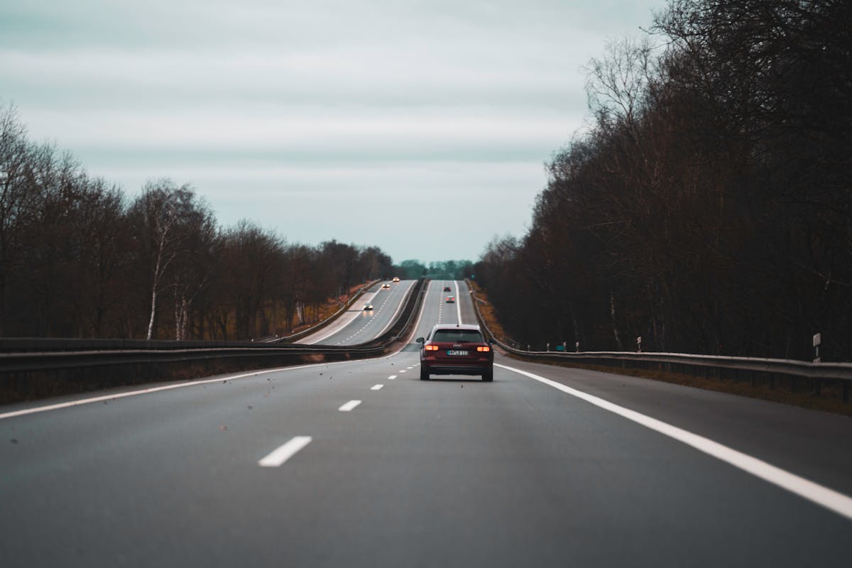 A busy motorway where breaking down on the hard shoulder is dangerous