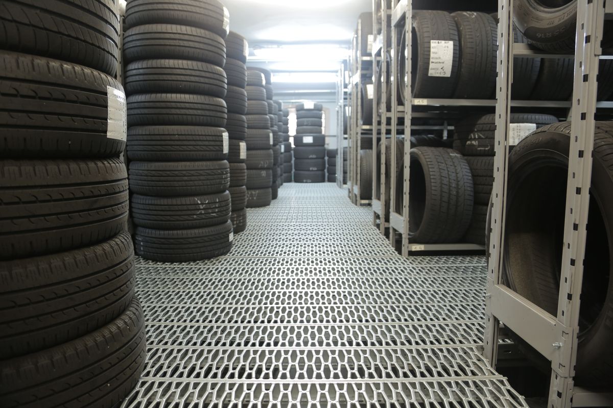 New tyres in a range of sizes and brands ready for fitting